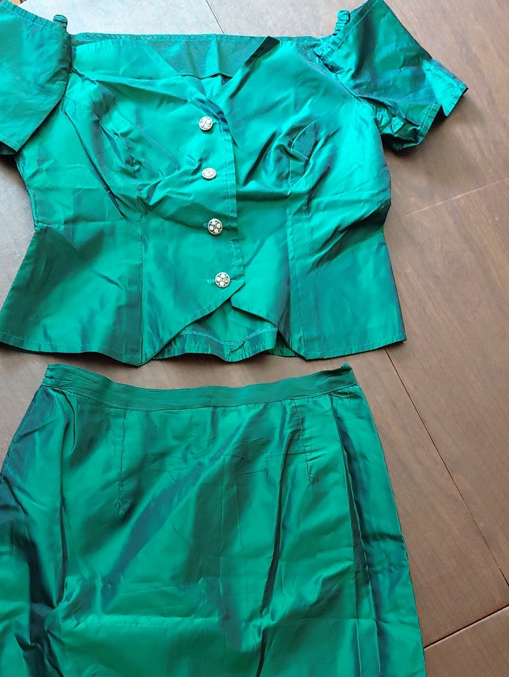 Emerald Green Taffeta Women's Skirt -  Custom Made